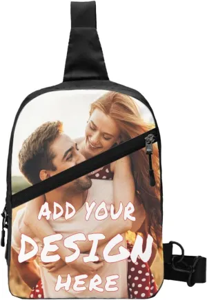Sling Bag,Personalized Sling Bag Custom Chest Bags Add Your Photo/Text/Logo,Customizable Chest Shoulder Bag For Men Women