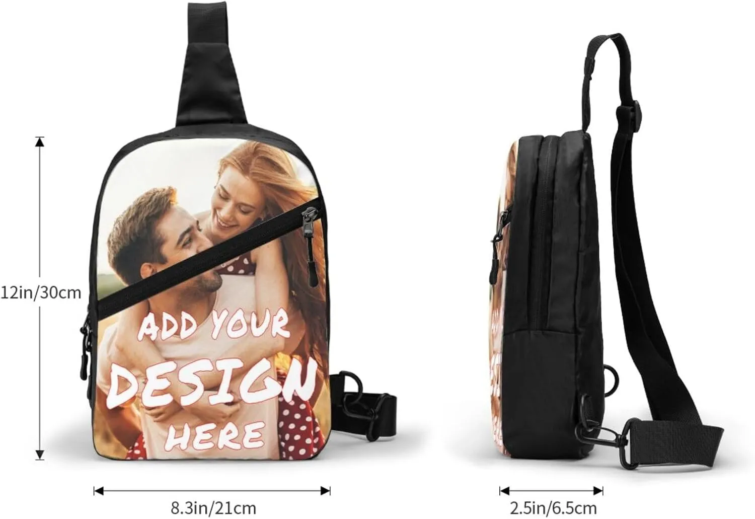 Sling Bag,Personalized Sling Bag Custom Chest Bags Add Your Photo/Text/Logo,Customizable Chest Shoulder Bag For Men Women