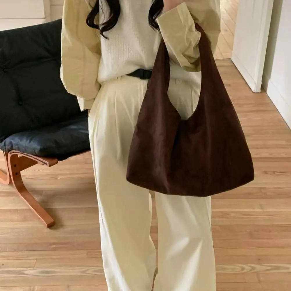 Slouchy Hobo Bags for Women Soft Foldable Shoulder Bag Crossbody Purse Suede Tote Bag Top-handle Suede Handbags