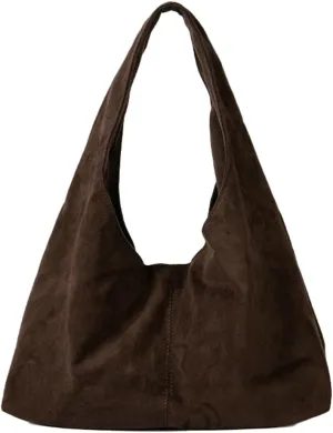 Slouchy Hobo Bags for Women Soft Foldable Shoulder Bag Crossbody Purse Suede Tote Bag Top-handle Suede Handbags