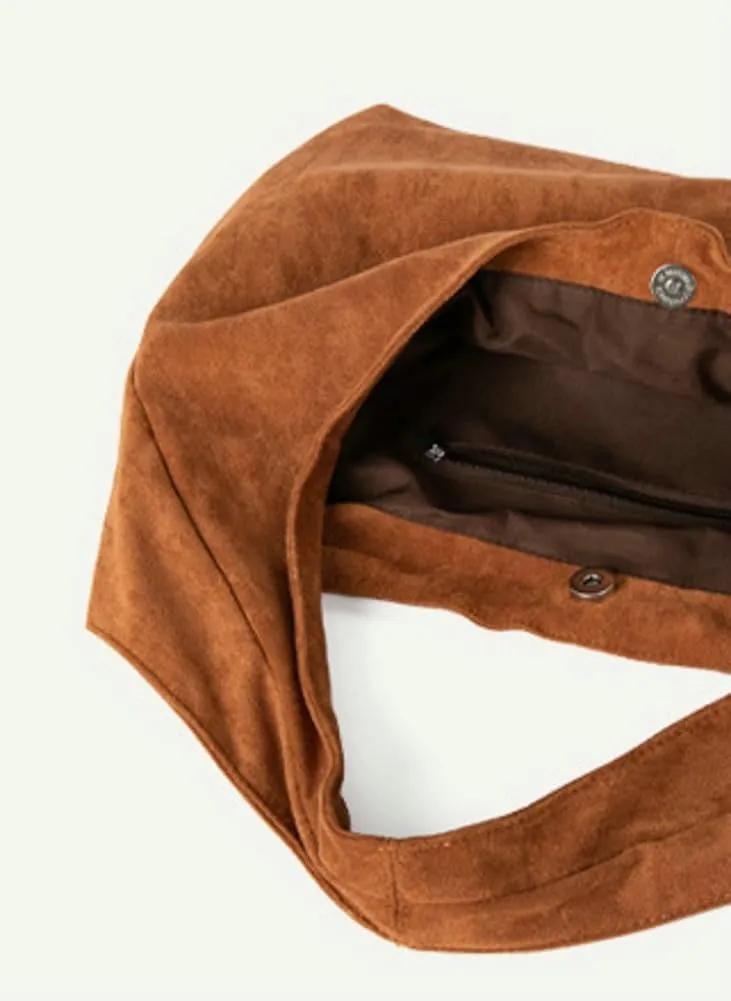 Slouchy Hobo Bags for Women Soft Foldable Shoulder Bag Crossbody Purse Suede Tote Bag Top-handle Suede Handbags