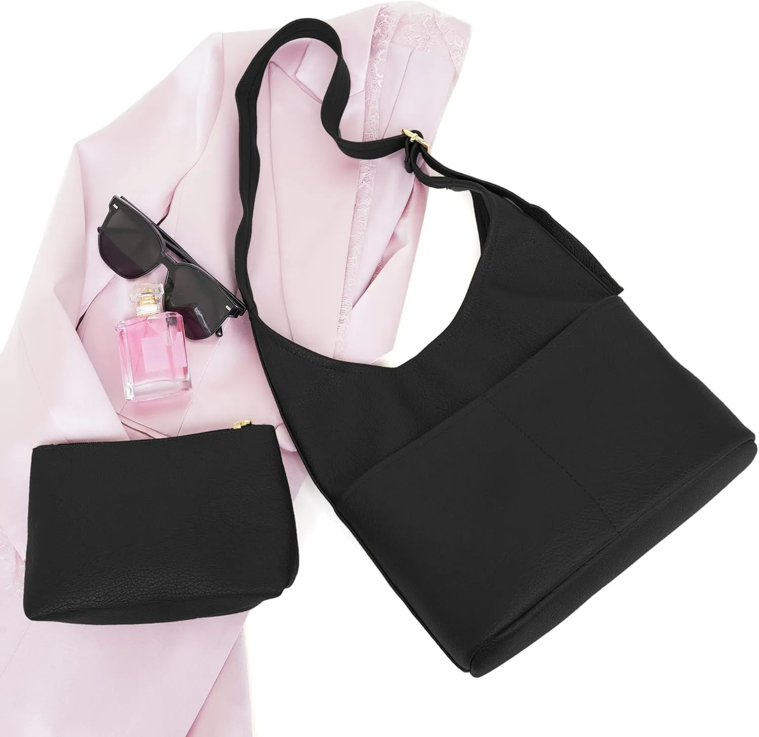 Slouchy Hobo Bags for Women - Soft Vegan Leather Large Tote Handbag with Coin Purse, Trendy Crossbody Shoulder Bag for Work