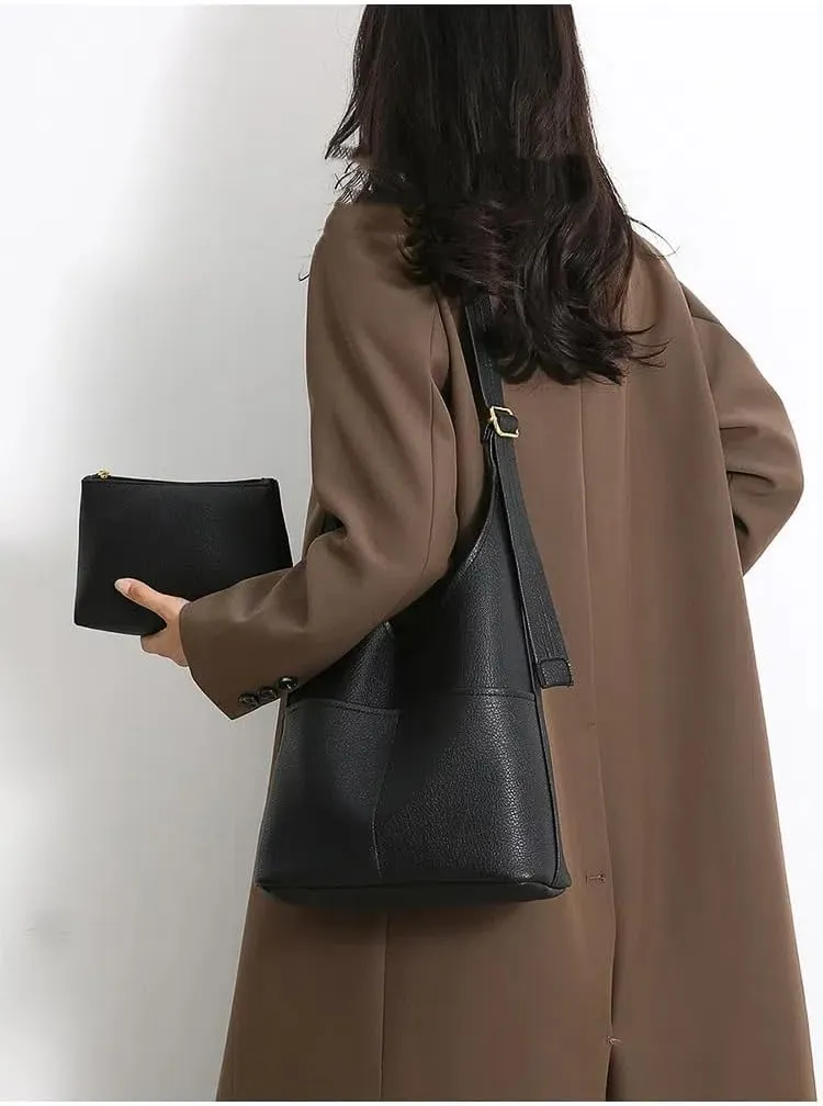 Slouchy Hobo Bags for Women - Soft Vegan Leather Large Tote Handbag with Coin Purse, Trendy Crossbody Shoulder Bag for Work
