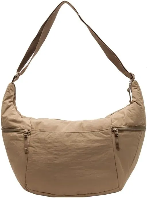 Slouchy Sling Bag for Women Canvas Crescent Bag Hobo Purse with Adjustable Strap Saddle Bag for Travel