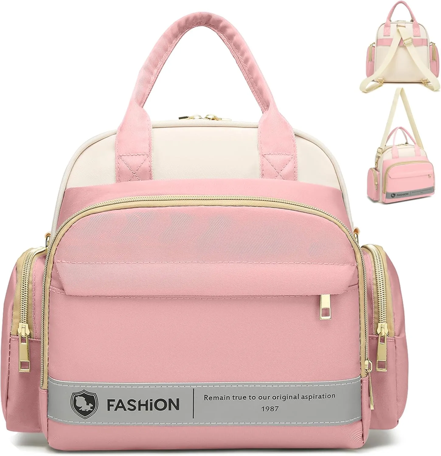 Small Diaper Bag Backpack, Crossbody Diaper Bag Pack, Mini Diaper Bag Purse Tote for Baby Travel, 2 Insulated Pockets, Pink