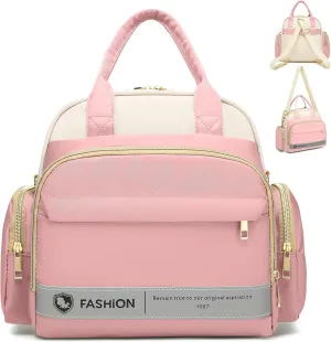 Small Diaper Bag Backpack, Crossbody Diaper Bag Pack, Mini Diaper Bag Purse Tote for Baby Travel, 2 Insulated Pockets, Pink