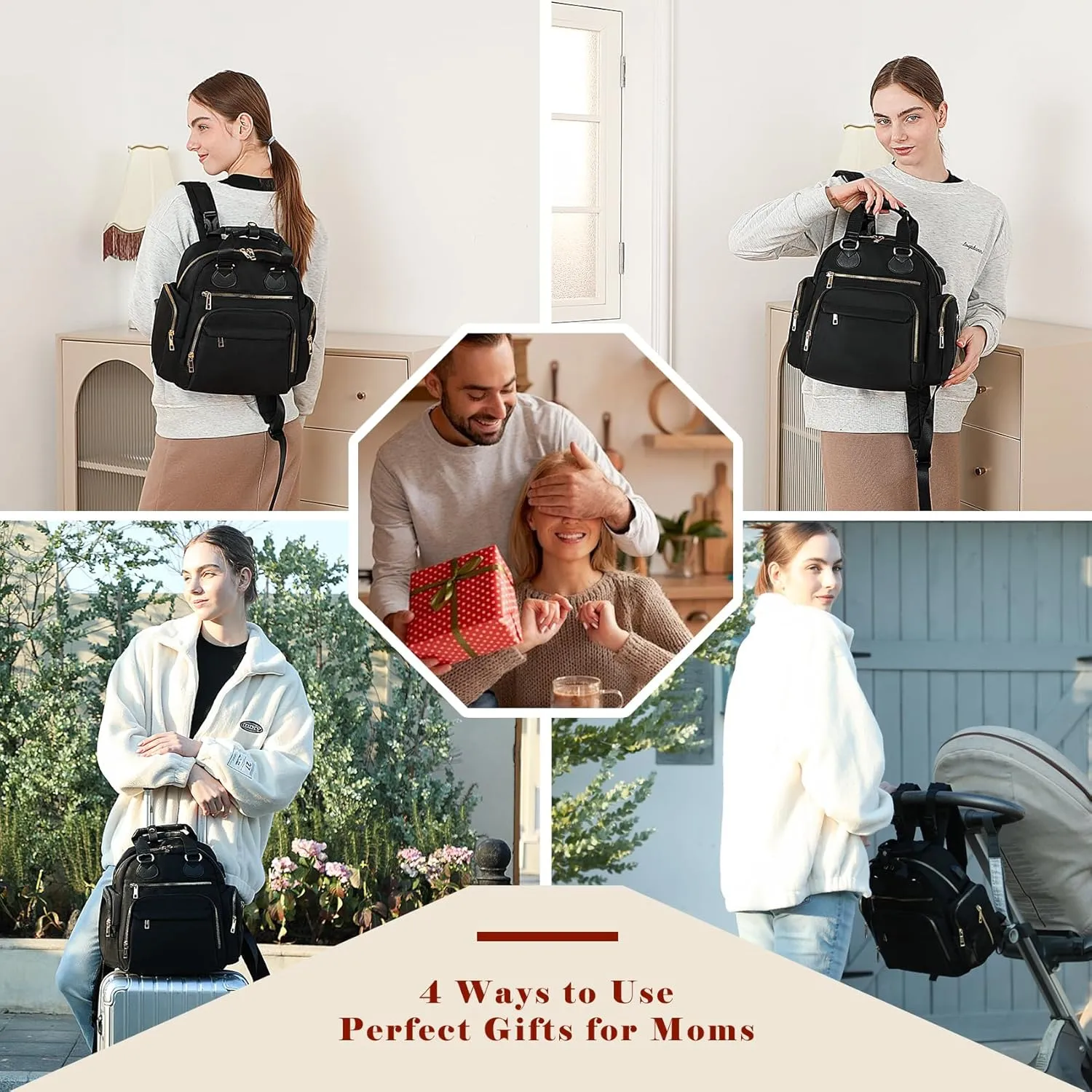 Small Diaper Bag Backpack Mini Baby Diaper Bag with 13 Pockets, Trave Baby Backpack for Boys Girls, USB Charging Port, Wet Dry Bag,3 Insulated Pockets, Stroller Straps,Black