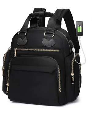 Small Diaper Bag Backpack Mini Baby Diaper Bag with 13 Pockets, Trave Baby Backpack for Boys Girls, USB Charging Port, Wet Dry Bag,3 Insulated Pockets, Stroller Straps,Black