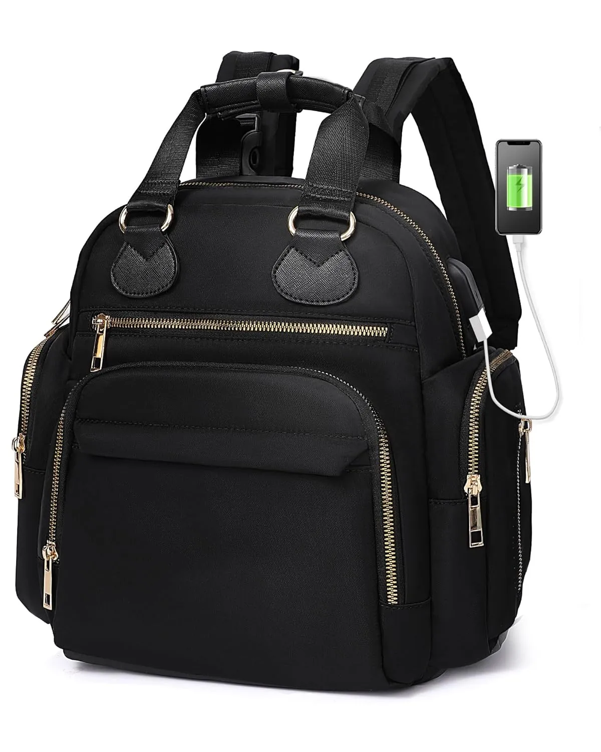Small Diaper Bag Backpack Mini Baby Diaper Bag with 13 Pockets, Trave Baby Backpack for Boys Girls, USB Charging Port, Wet Dry Bag,3 Insulated Pockets, Stroller Straps,Black