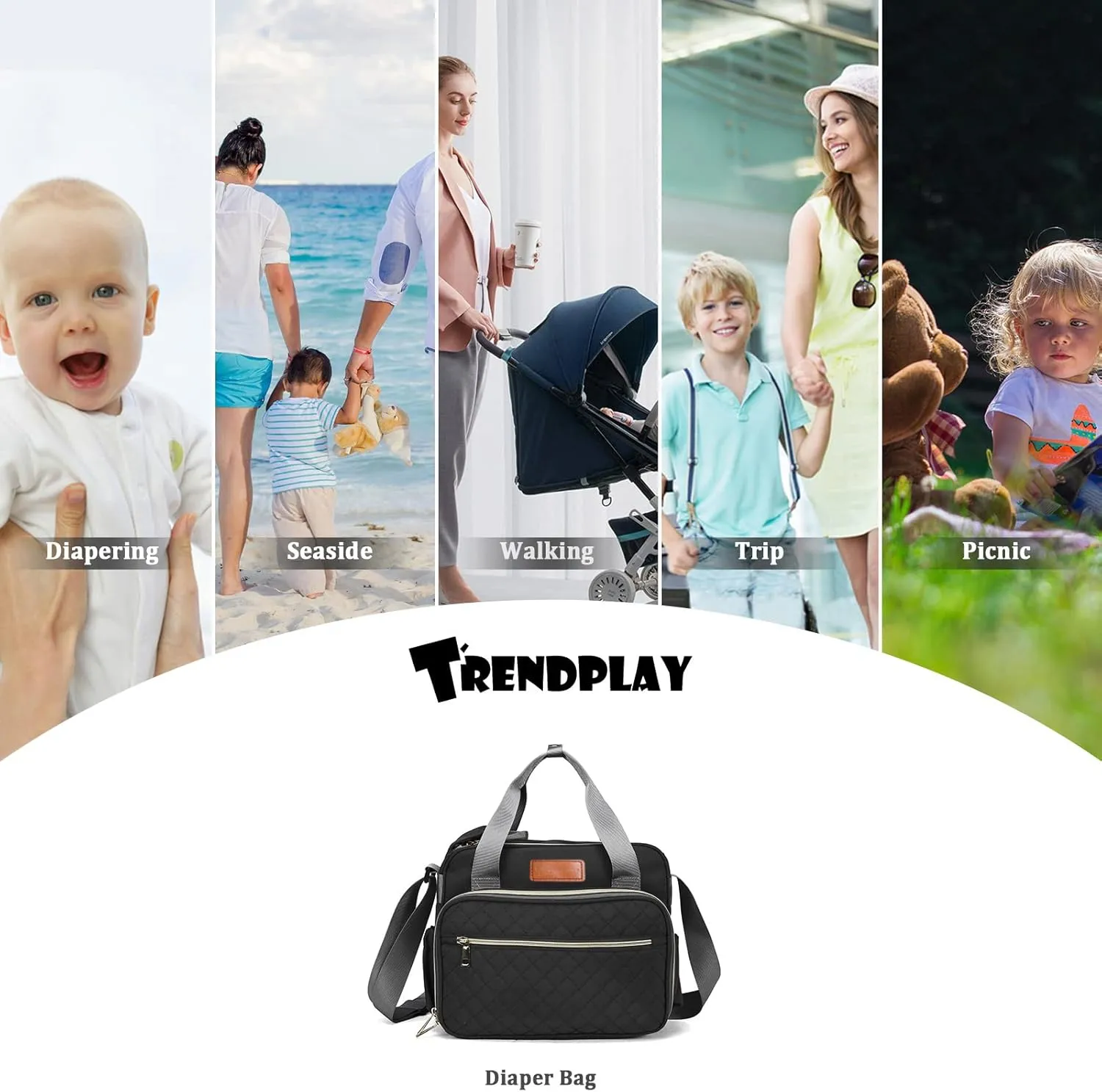 Small Diaper Bag Tote for Girls Baby Nappy Bag - Travel&Outdoor Stroller Organizer Cute Diaper Maternity Bag for Mom Daddy