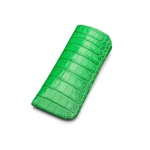 Small Leather Glasses Case - Emerald Croc-Effect