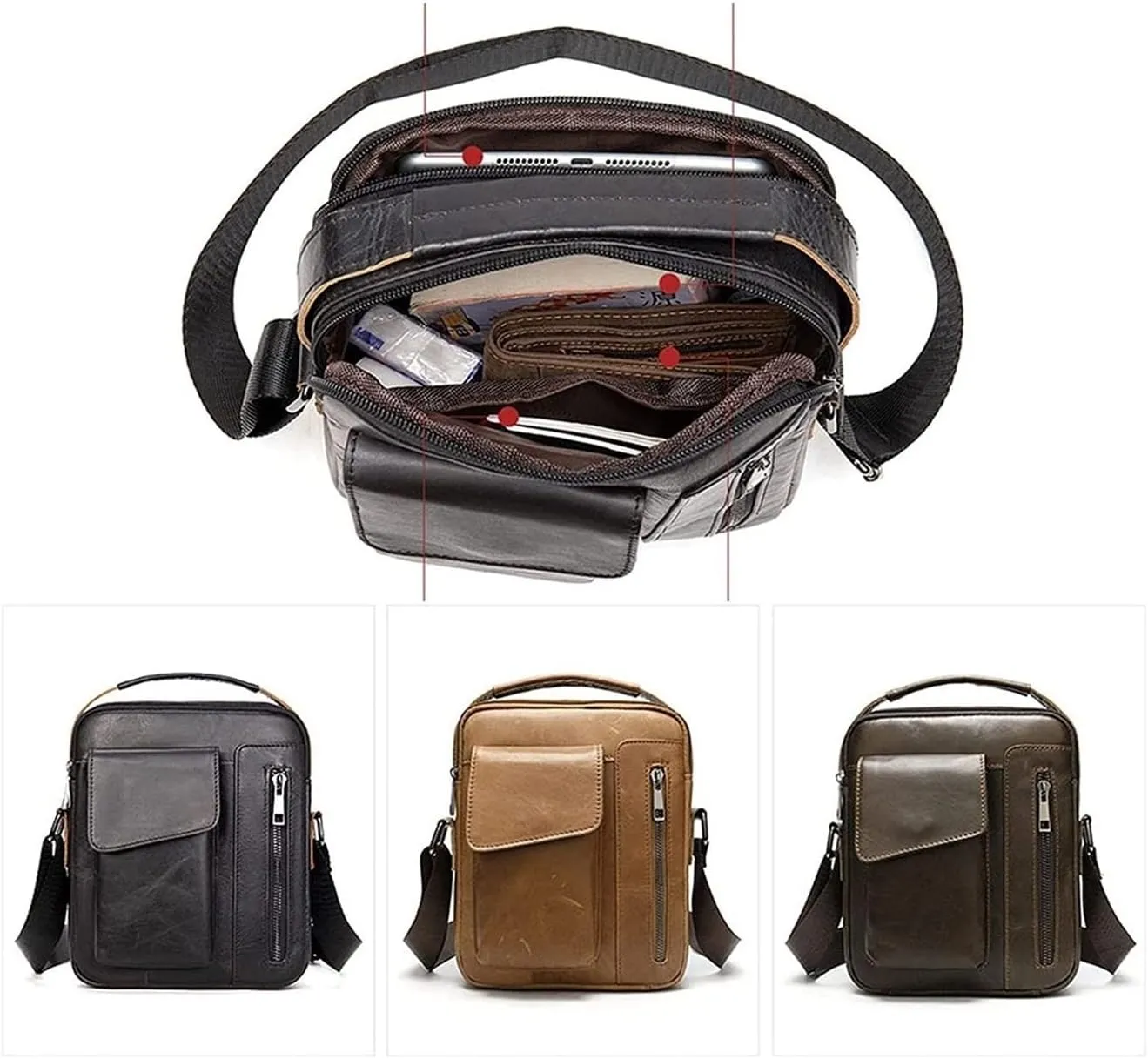 Small Messenger Bag for Men Retro Handbag, Leather Small Shoulder Bag Tablet Handbag Crossbody Satchel Bag