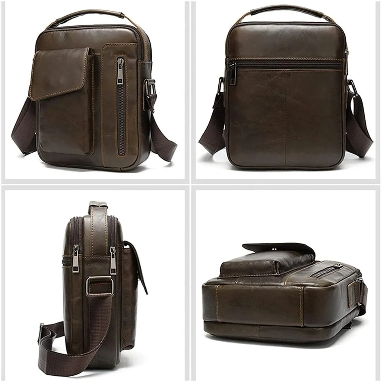 Small Messenger Bag for Men Retro Handbag, Leather Small Shoulder Bag Tablet Handbag Crossbody Satchel Bag