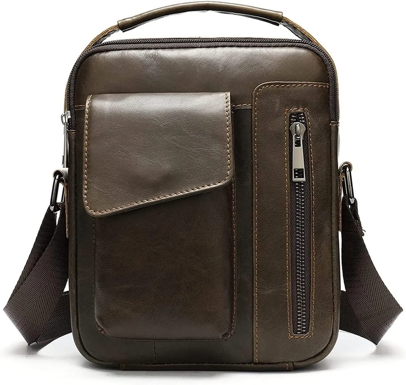 Small Messenger Bag for Men Retro Handbag, Leather Small Shoulder Bag Tablet Handbag Crossbody Satchel Bag