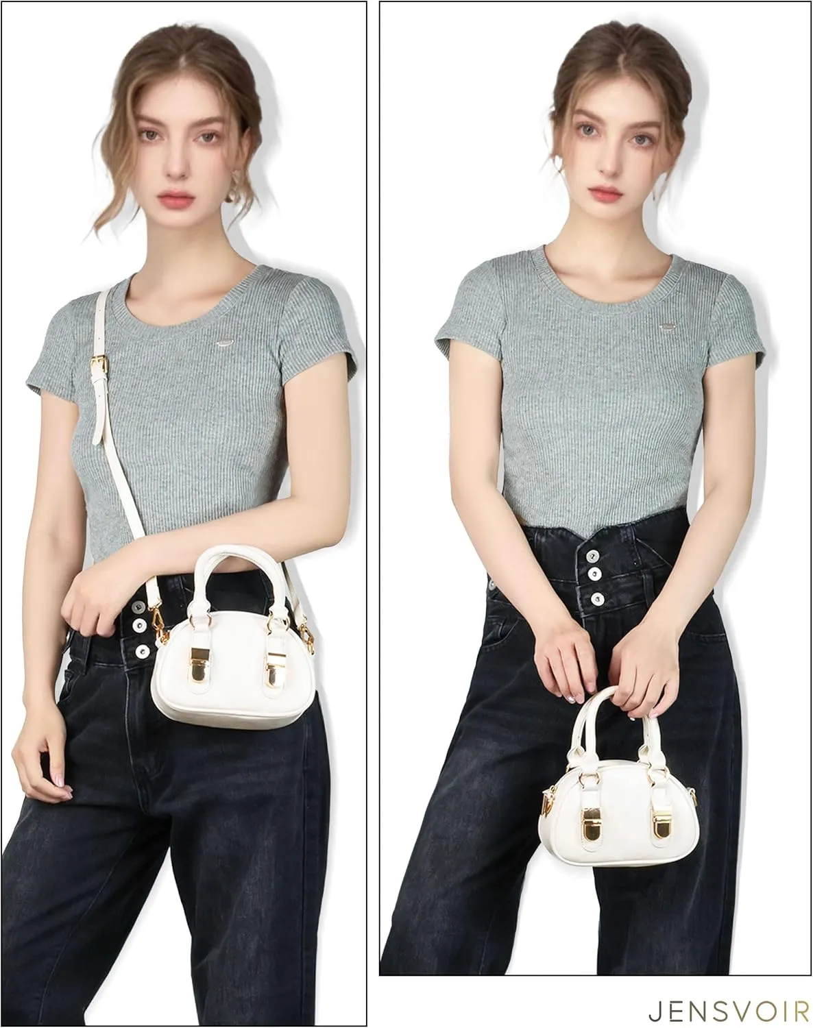 Small Purse for Women - Mini Crossbody Bag PU Leather Clutch Shoulder Bag Removable Strap Handbag Zipper Closure