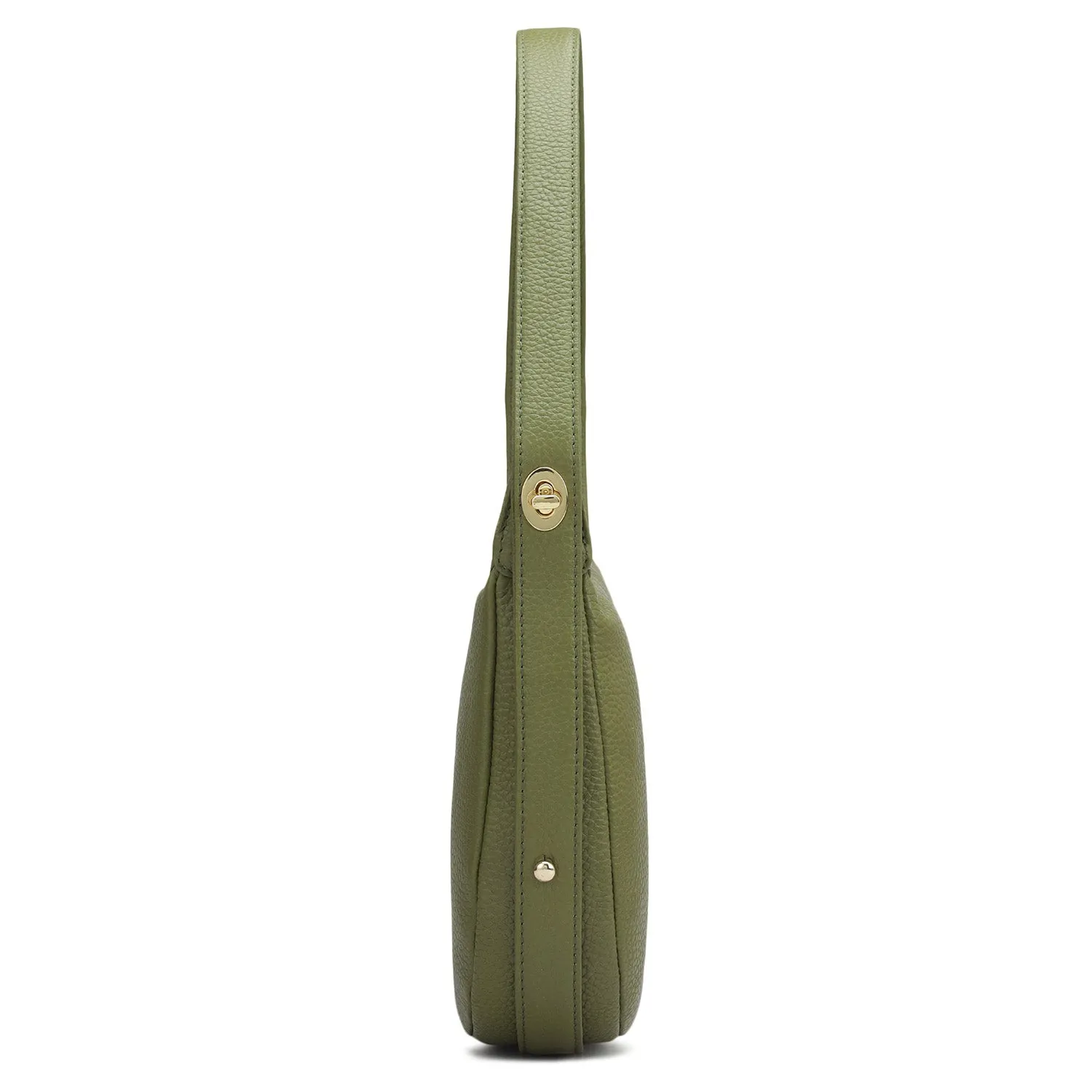Small Wax Leather Hobo Bag - Fern