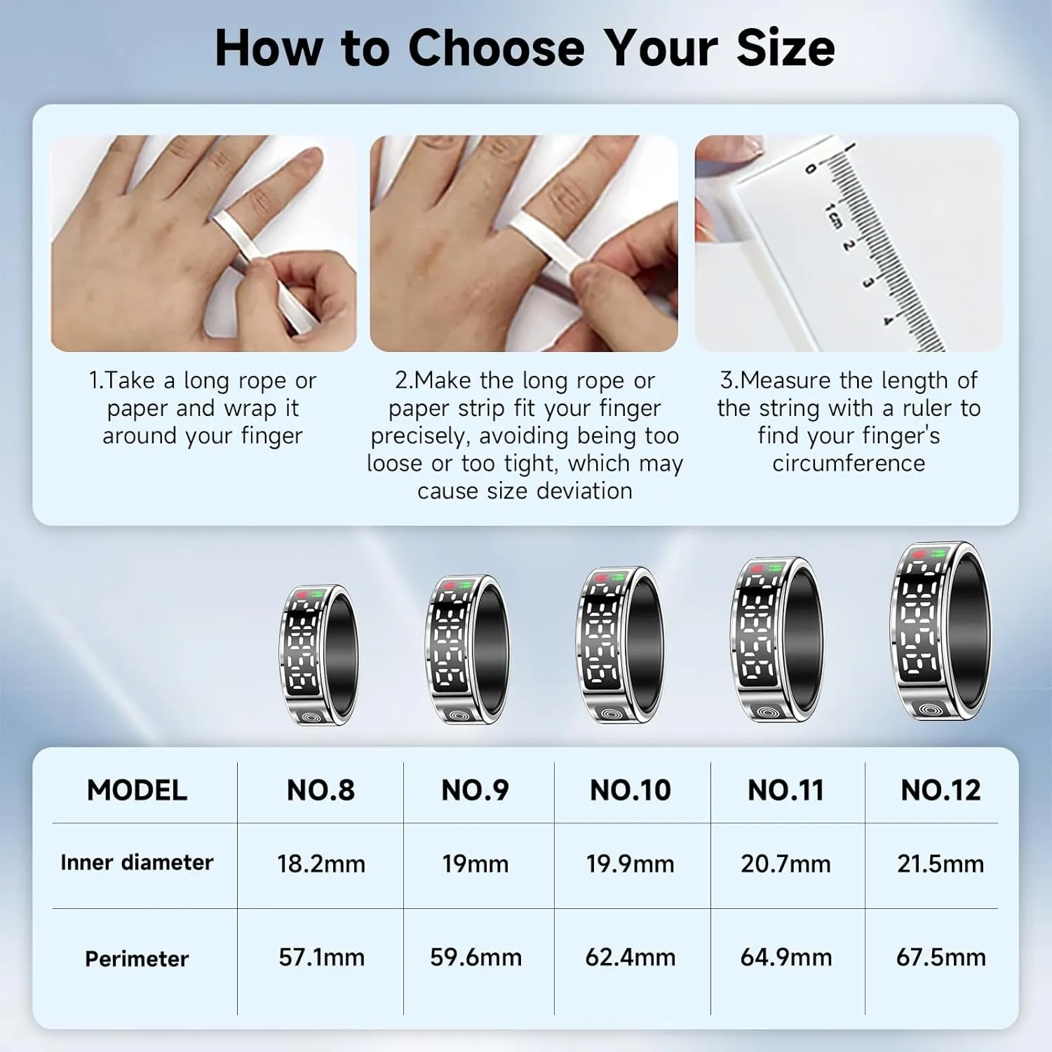 Smart Ring with Display - Fitness Tracker, Heart Rate Monitor, Sleep Tracker, Step Counter, Gesture Control for TikTok & Camera - IP68 Waterproof, Extended Battery Life Silver #10