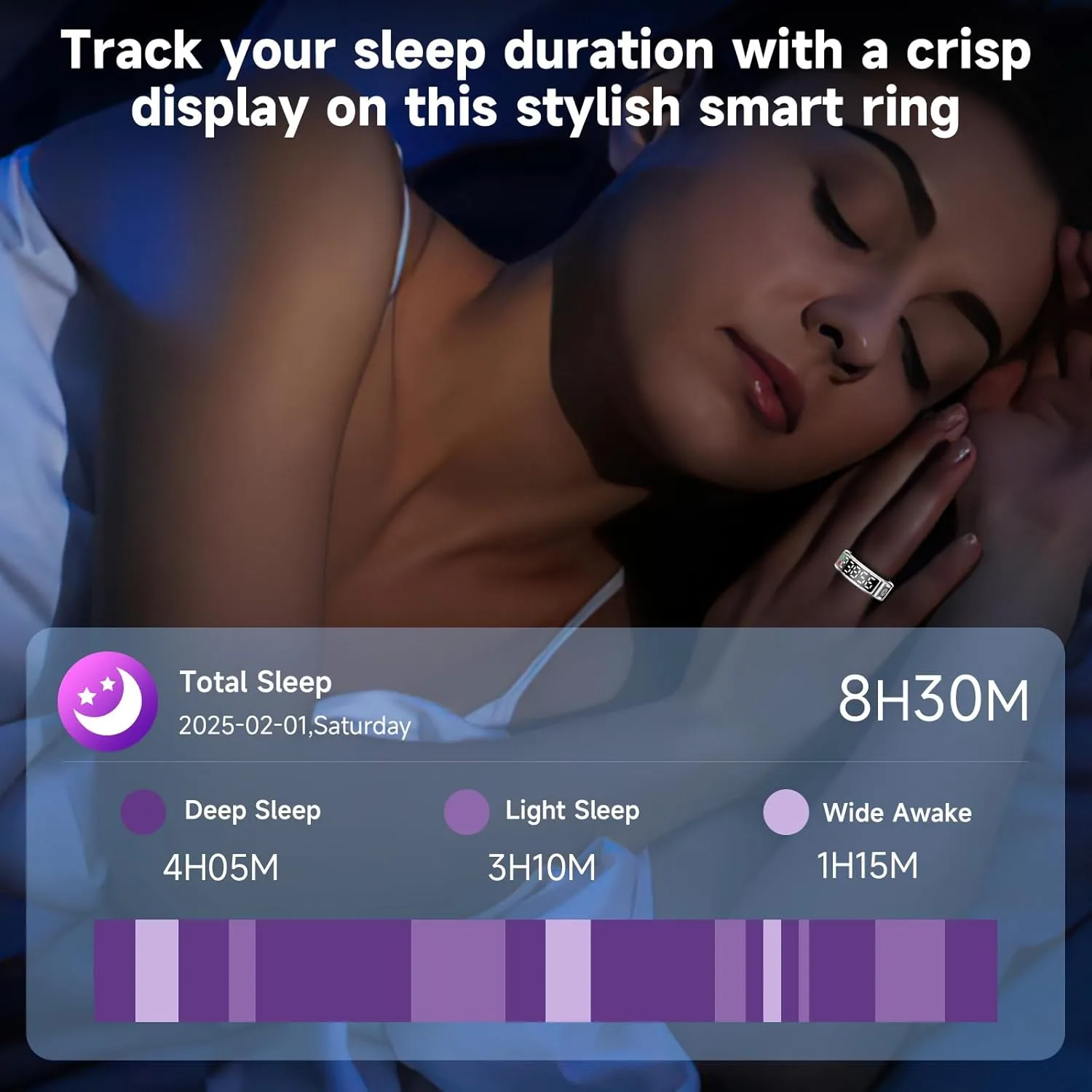 Smart Ring with Display - Fitness Tracker, Heart Rate Monitor, Sleep Tracker, Step Counter, Gesture Control for TikTok & Camera - IP68 Waterproof, Extended Battery Life Silver #10