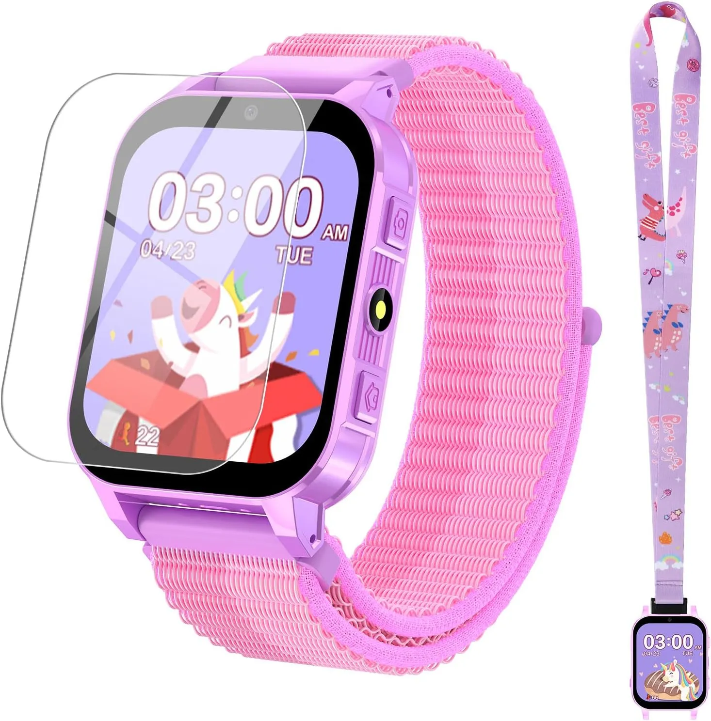 Smart Watch for Kids with 30 Puzzle Games, 140 Educational Learning Cards, Screen Protector, HD Touch Screen, Camera, Music, Pedometer - Perfect for Girls Ages 4-12 as Fun & Educational Birthday Gift