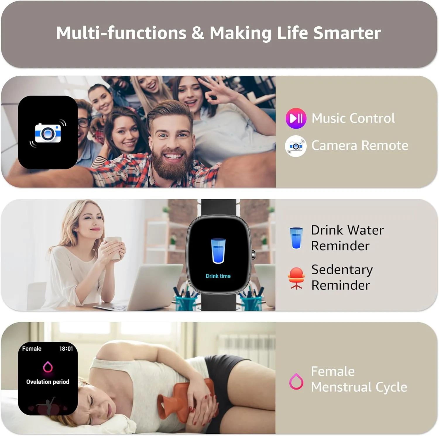 Smart Watch for Men Women Make/Answer Calls,1.83"Fitness Tracker with Sleep Tracker/Blood Pressure/Heart Rate Monitor,Pedometer,100  Sport Modes,IP68 Waterproof,350 Mah, Compatible with Android&iPhone