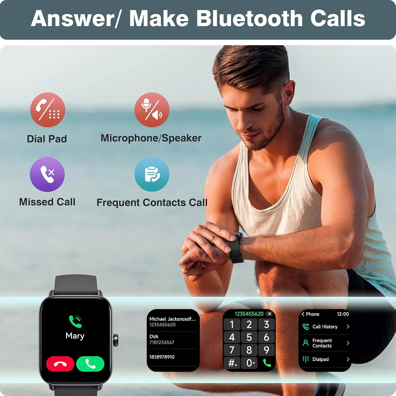 Smart Watches for Men Women iPhone & Android, Alexa Bulit-in, 1.8" Touch Screen Smart Watch with Answer/Make Calls, Fitness Tracker with Heart Rate/Sleep/SpO2 Monitor, IP68 Waterproof,120  Sport Modes