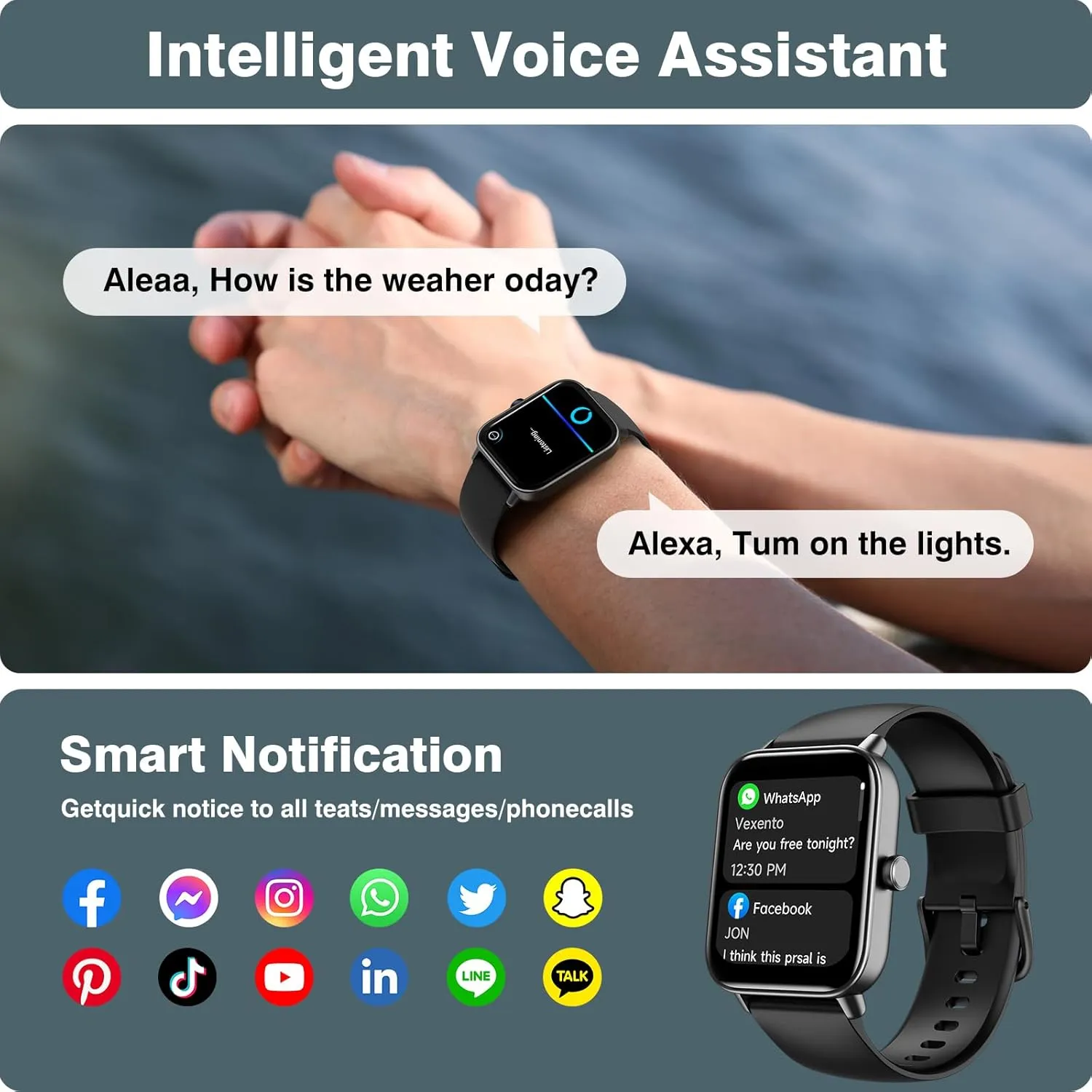 Smart Watches for Men Women iPhone & Android, Alexa Bulit-in, 1.8" Touch Screen Smart Watch with Answer/Make Calls, Fitness Tracker with Heart Rate/Sleep/SpO2 Monitor, IP68 Waterproof,120  Sport Modes