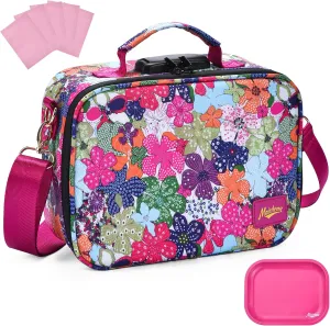 Smell Proof Bag with Combination Lock and Tray, Large Odor Proof Stash Box, Smell Proof Containers Crossbody Bag for Travel & Storage, Gifts for Women, Hot Pink