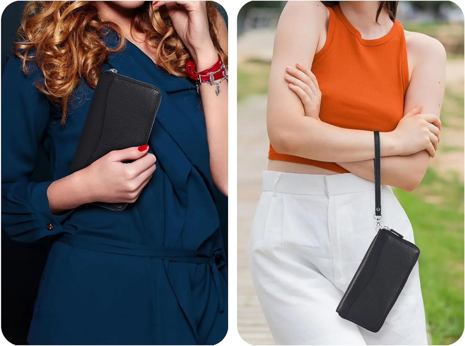 Smooth Nappa Leather Wallet for Women - RFID Womens Wallet Clutch with 8 Credit Card Holder, Coin Pocket