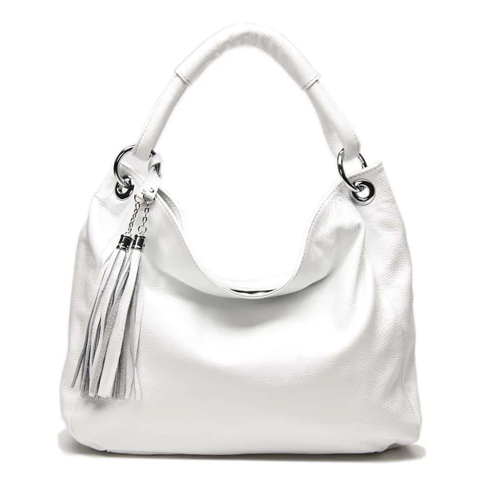 Soft Genuine Leather Tassel Tote Bag