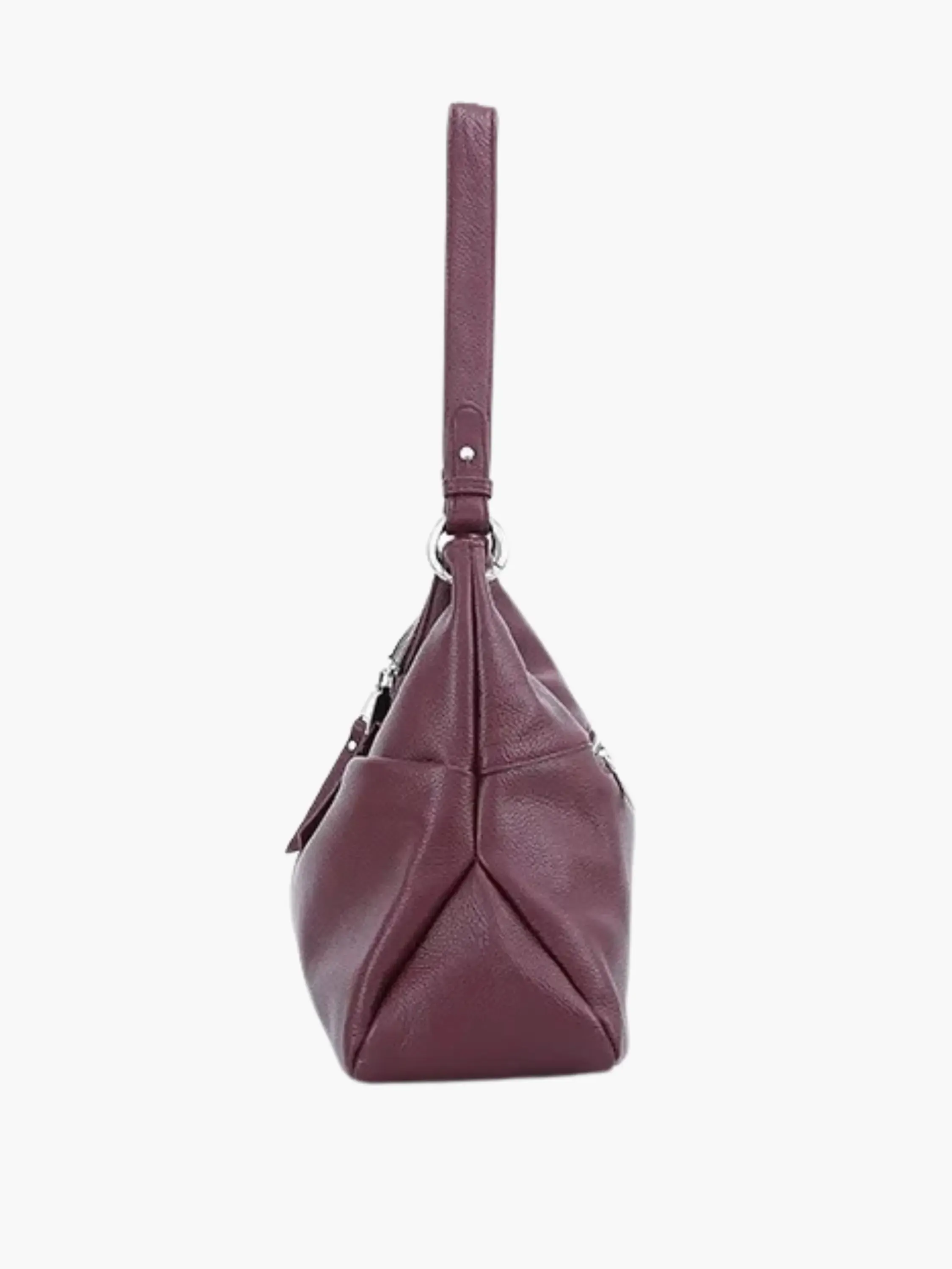 Soft Leather Hobo Bag with Zipper Closure