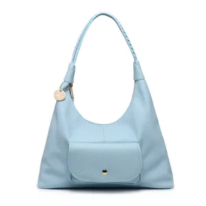 Soft textured hobo bag with braided shoulder strap and front flap pocket wholesale