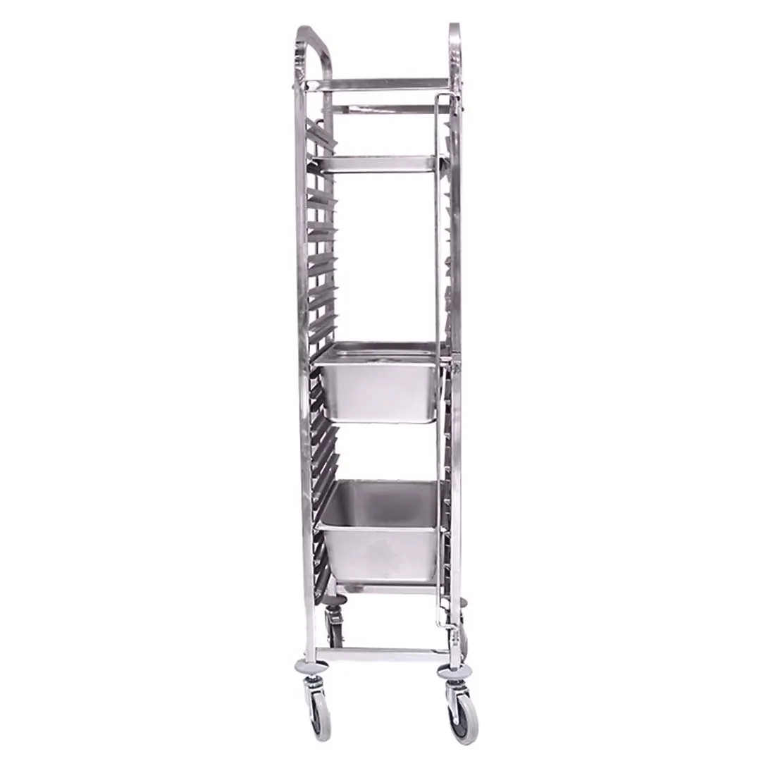 SOGA 2X Gastronorm Trolley 15 Tier Stainless Steel Bakery Trolley Suits GN 1/1 Pans