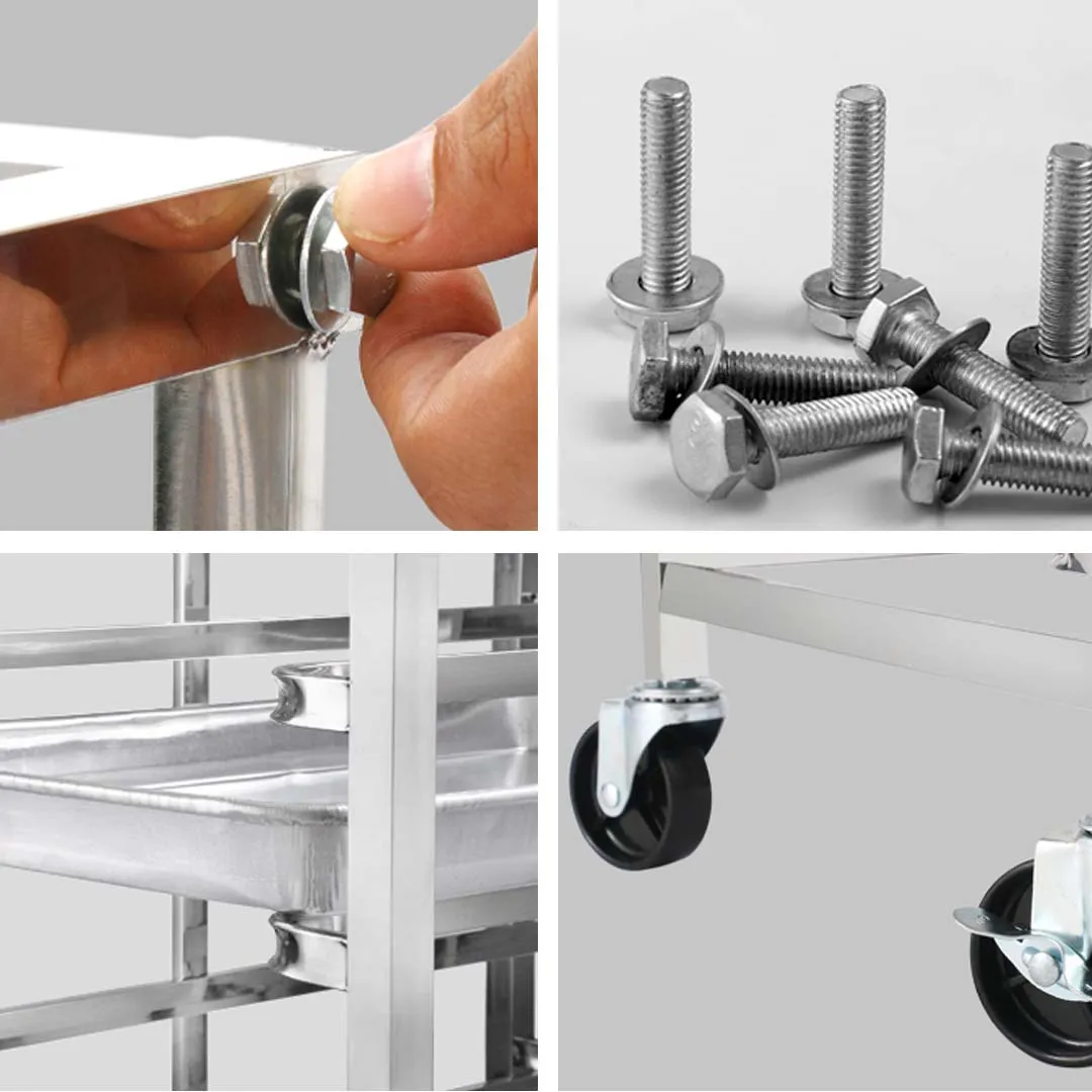 SOGA 2X Gastronorm Trolley 15 Tier Stainless Steel Bakery Trolley Suits GN 1/1 Pans