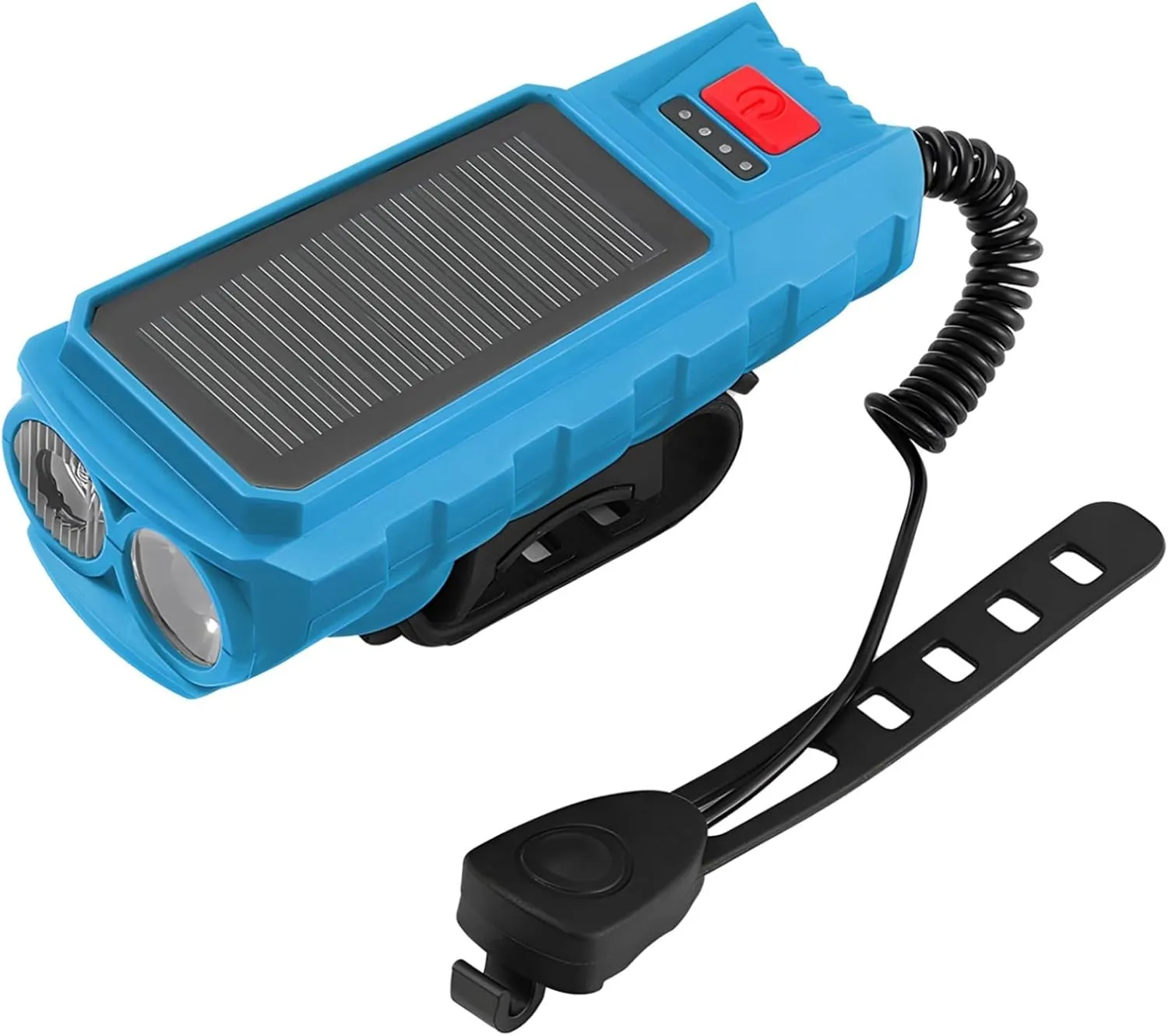 Solar-Powered Cycling Headlight with USB Charging, 120 Db Horn, Led Light, 200M Range, Abs Housing, Black