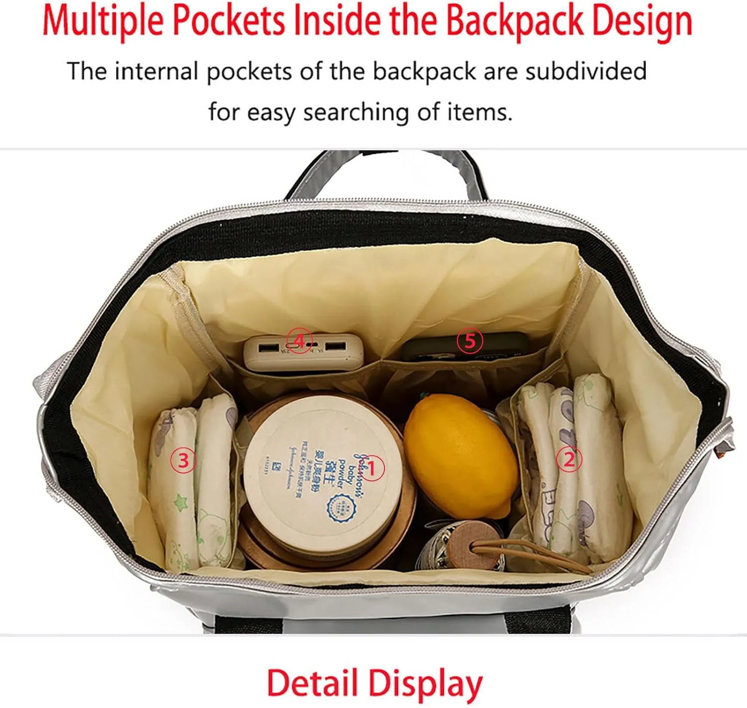 Solid Color Artificial Leather Diaper Bag Backpack with Insulated Pockets Mama Baby Anti-theft Travel Bag (Coffee)