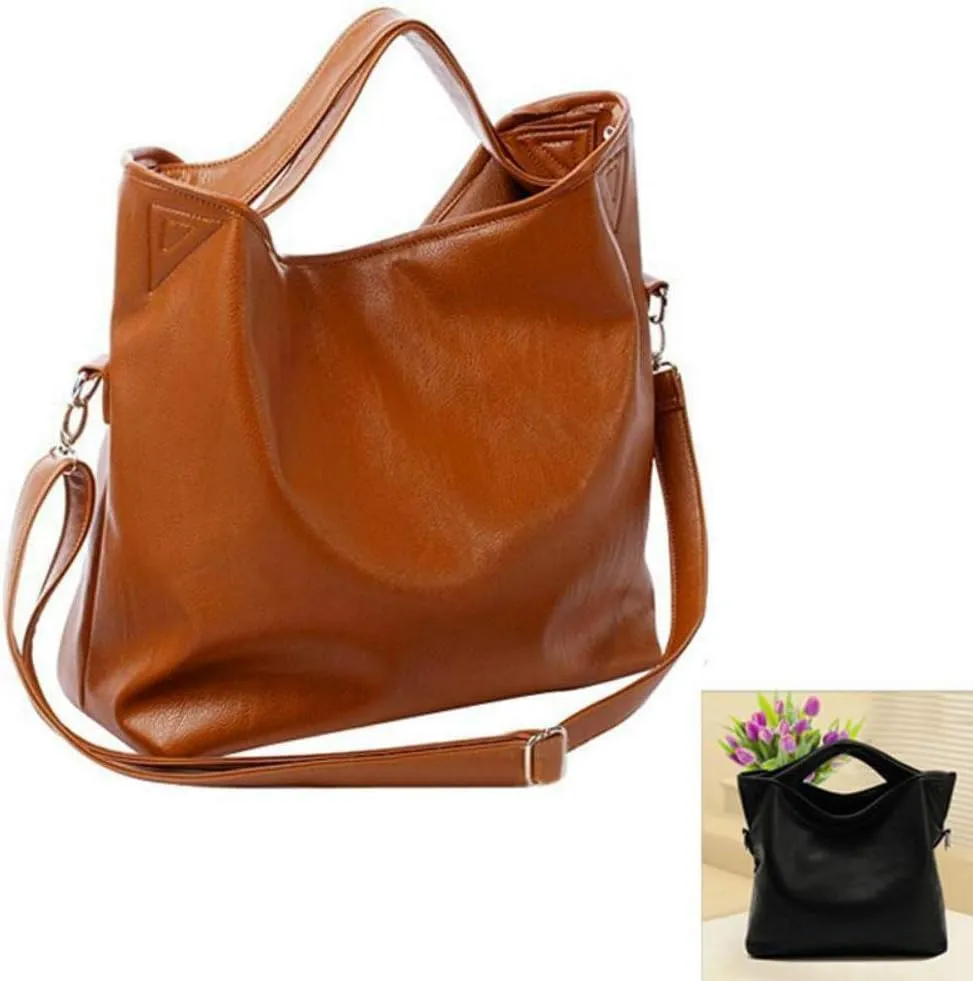 Solid Soft Handbag Luxury Women Hobo PU Leather Tote Shopping Messenger Purse