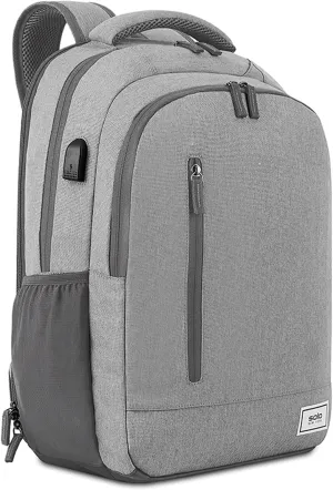 Solo New York Laptop Backpack for Women & Men -Carry On Bookbag for Travel & Work, Lightweight Bag, Side Mesh Pockets, Fits 15.6" Computer - Re:Define, Grey