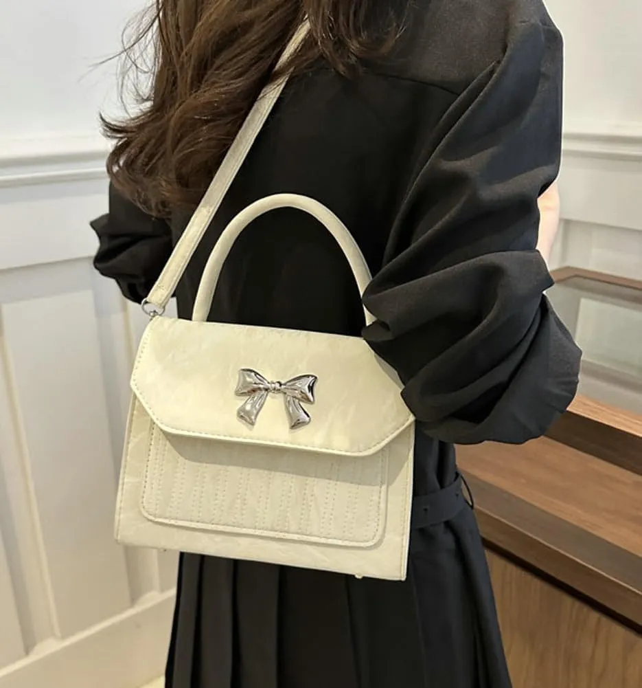 Solyinne Crossbody Bag for Women Bow with Adjustable Strap Y2k Chic Cute Leather Designer Clutch Shoulder Bag