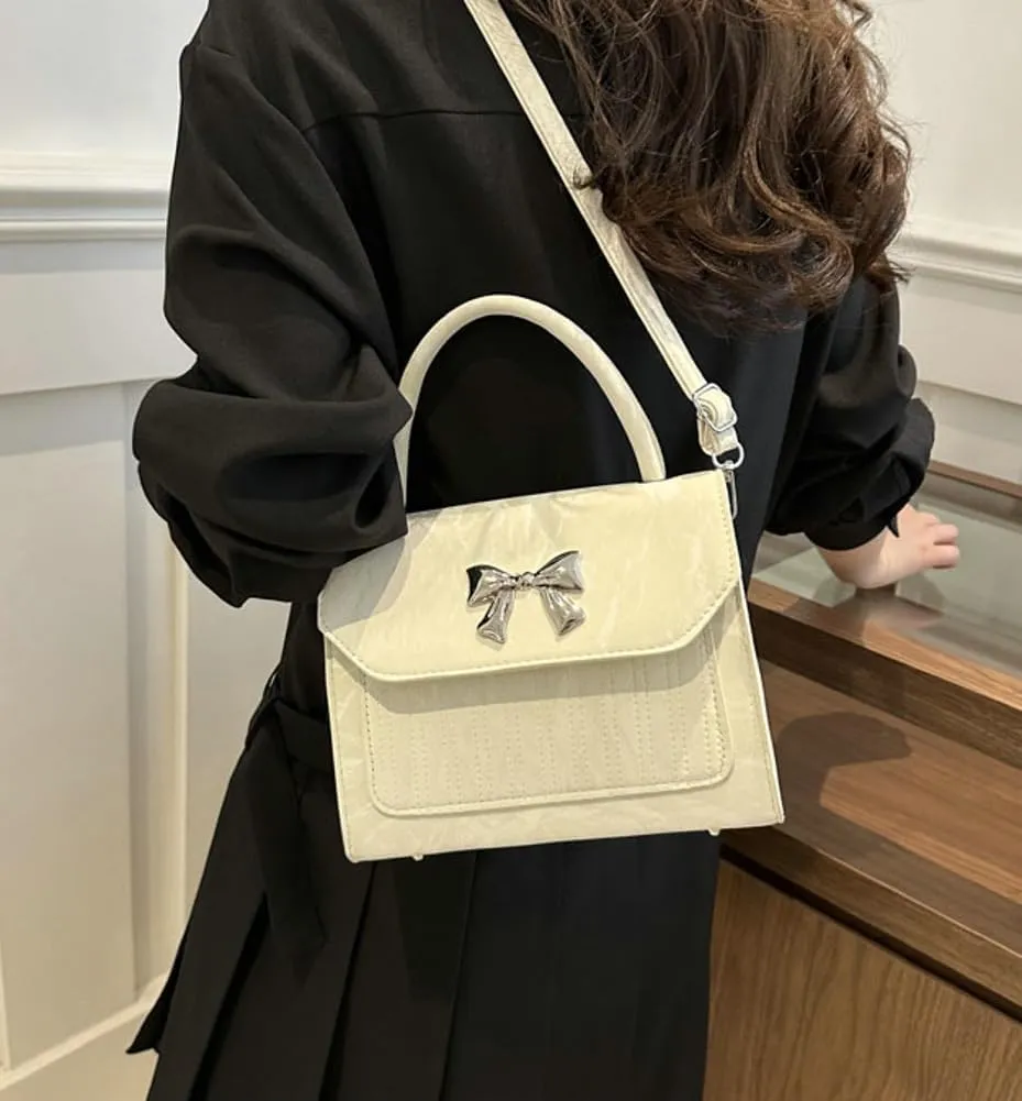 Solyinne Crossbody Bag for Women Bow with Adjustable Strap Y2k Chic Cute Leather Designer Clutch Shoulder Bag