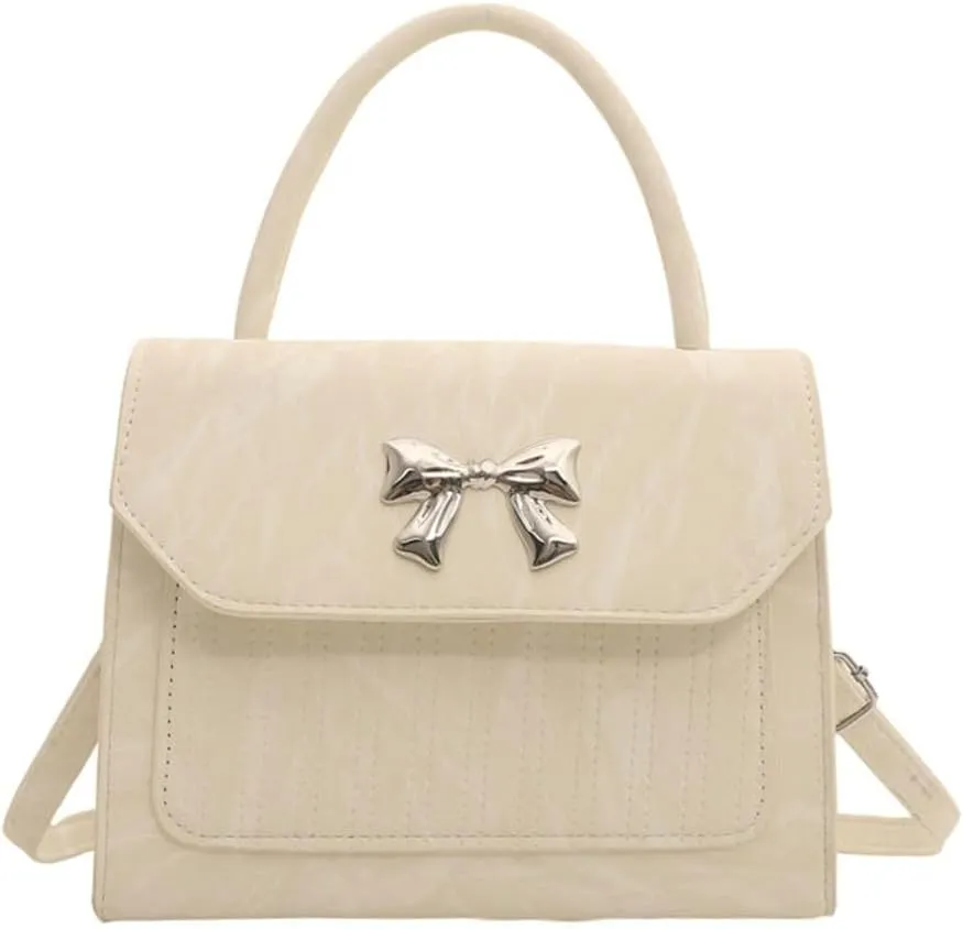 Solyinne Crossbody Bag for Women Bow with Adjustable Strap Y2k Chic Cute Leather Designer Clutch Shoulder Bag