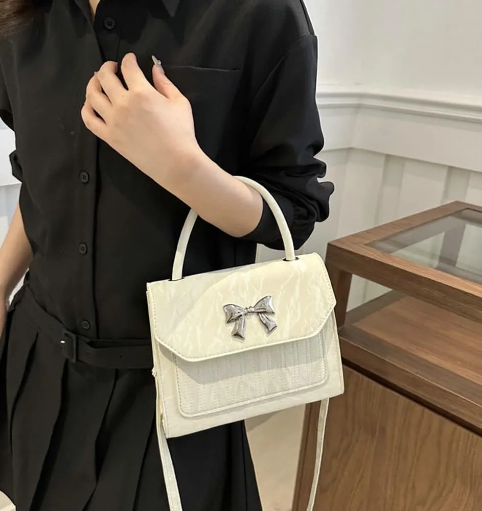 Solyinne Crossbody Bag for Women Bow with Adjustable Strap Y2k Chic Cute Leather Designer Clutch Shoulder Bag