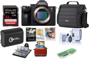 Sony Alpha a7 III Mirrorless Digital Camera - Bundle with Shoulder Bag, 32GB SD Card, Cleaning Kit, Card Reader, SD Card Case, Corel Mac Software Kit, Extra Battery
