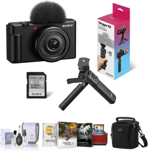 Sony ZV-1F Vlogging Camera, Black Bundle with ACCVC1 Vlogger Accessory Kit, Corel Mac Software Kit, Shoulder Bag, Cleaning Kit