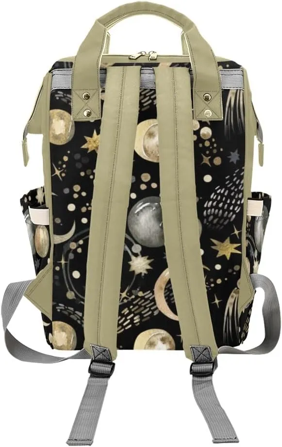 Space Stars Comets Planets Personalized Diaper Bag Backpack,Custom Name Diaper Backpack Nursing Baby Mommy Bag for Boys Girls Shower Gift
