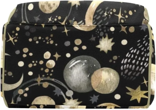 Space Stars Comets Planets Personalized Diaper Bag Backpack,Custom Name Diaper Backpack Nursing Baby Mommy Bag for Boys Girls Shower Gift