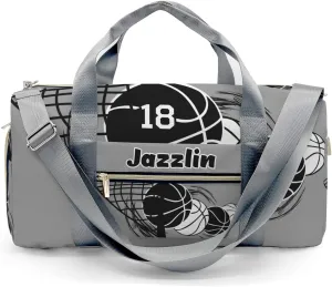 Sport Player Duffle Bag for Travel,Personalized Basketball Gray Carry on Bag Travel Bags Overnight Weekend Gym Bag Carry On Luggage Bags