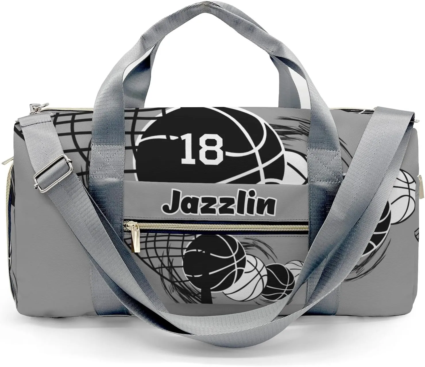 Sport Player Duffle Bag for Travel,Personalized Basketball Gray Carry on Bag Travel Bags Overnight Weekend Gym Bag Carry On Luggage Bags