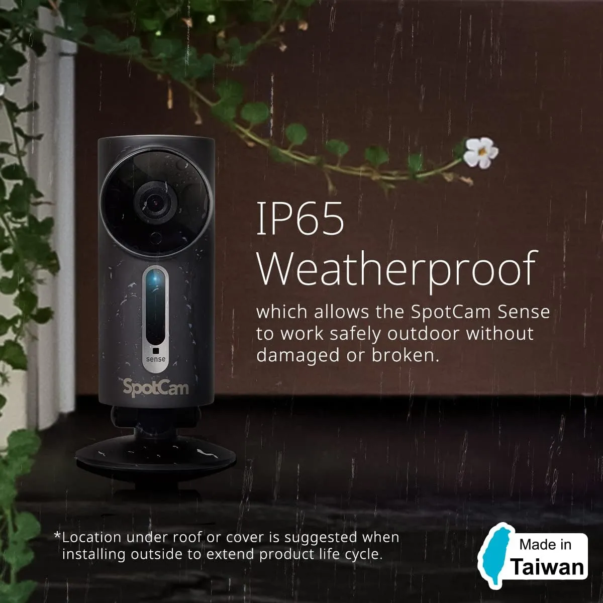 SpotCam Sense Pro Wireless Home Security Camera 1080p HD, Outdoor, Night Vision, Two-Way Talk, Motion & Sound Alert, Temp/Humidity/Lux Sensor, Siren, Free Fulltime Cloud Recording, Not Made in China