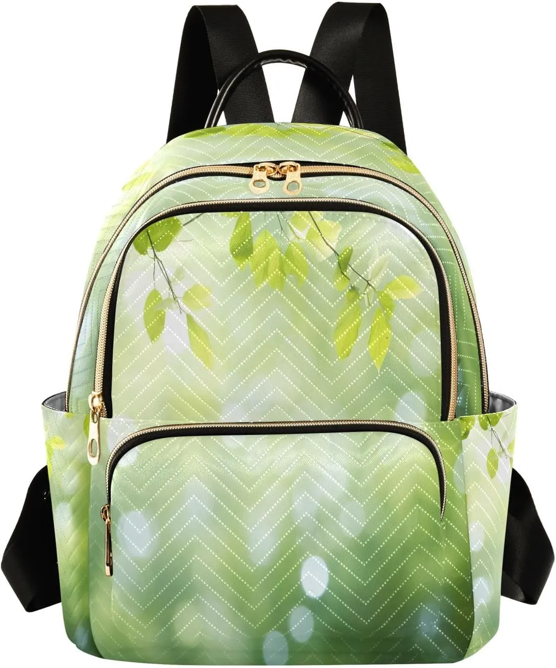Spring Green Leaves Backpack Purse for Women Fashion Small Mini Daypack Purse for Lady Anti-theft Shoulder Bag for Lady Women