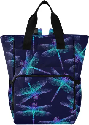 SPRIPORT Dragonfly Diaper Bag Backpack for Baby Boys Girls Multifunction Baby Essentials Travel Tote with Stroller Straps & Bottle Storage Nappy Changing Bag for Traveling Shopping Hiking Moms Dads